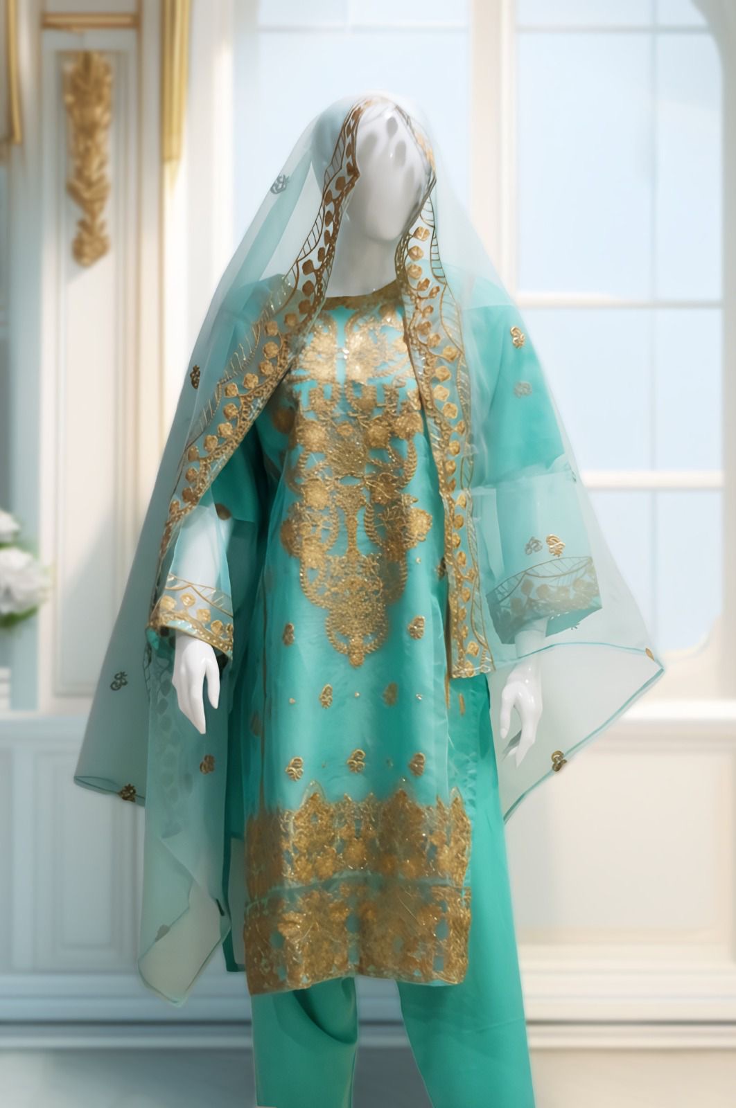 Organza full embroidery 3 piece