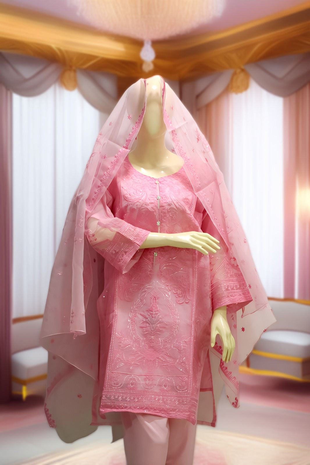 Organza embroidery 3 piece dress 👗