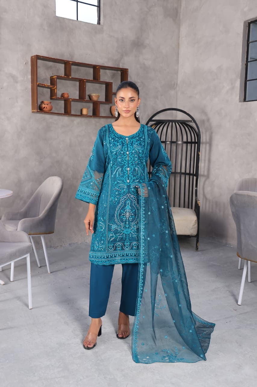 Organza embroidery 3 piece dress 👗