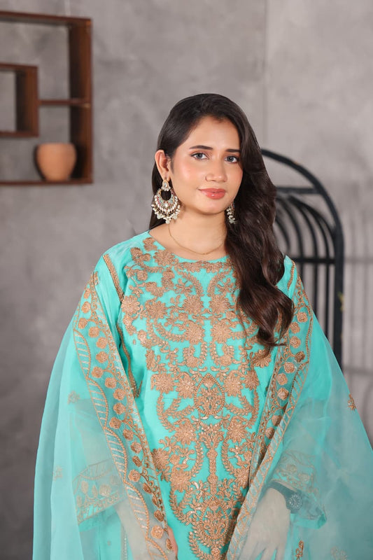 Organza full embroidery 3 piece