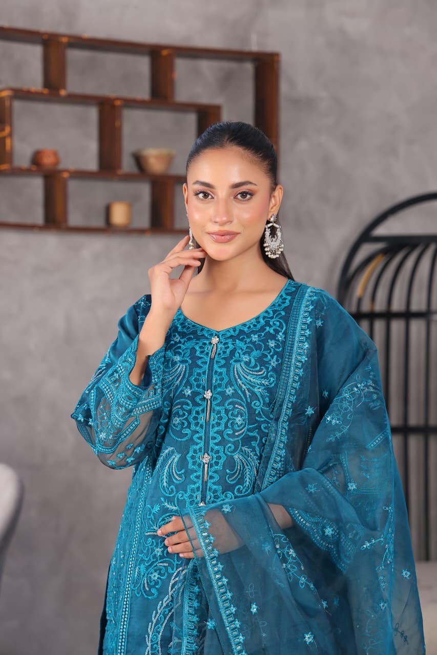 Organza embroidery 3 piece dress 👗